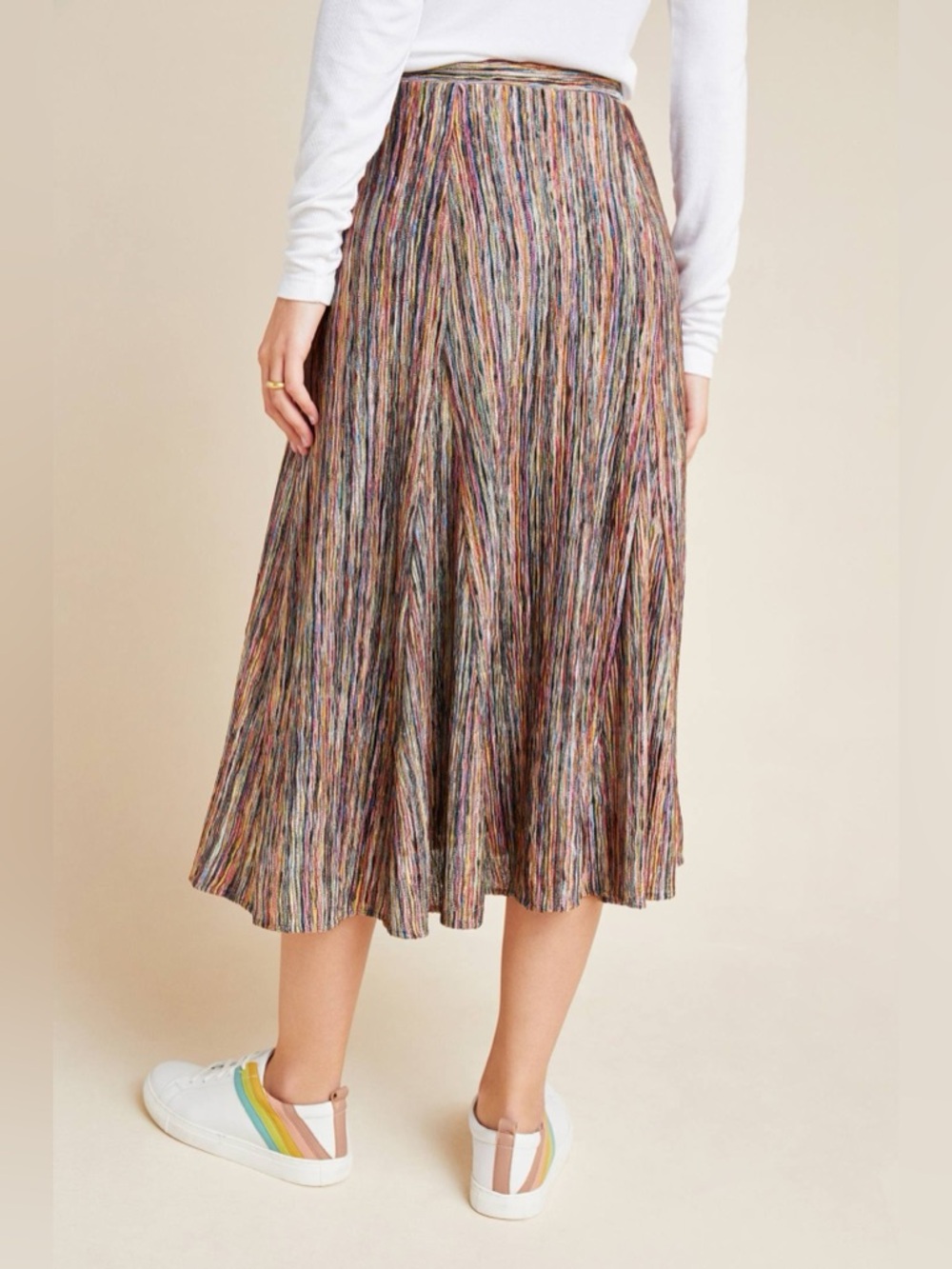 Anthropologie Maeve Freya Midi Skirt Multicolor Boho Pleated Elastic Waist - Picture 5 of 8